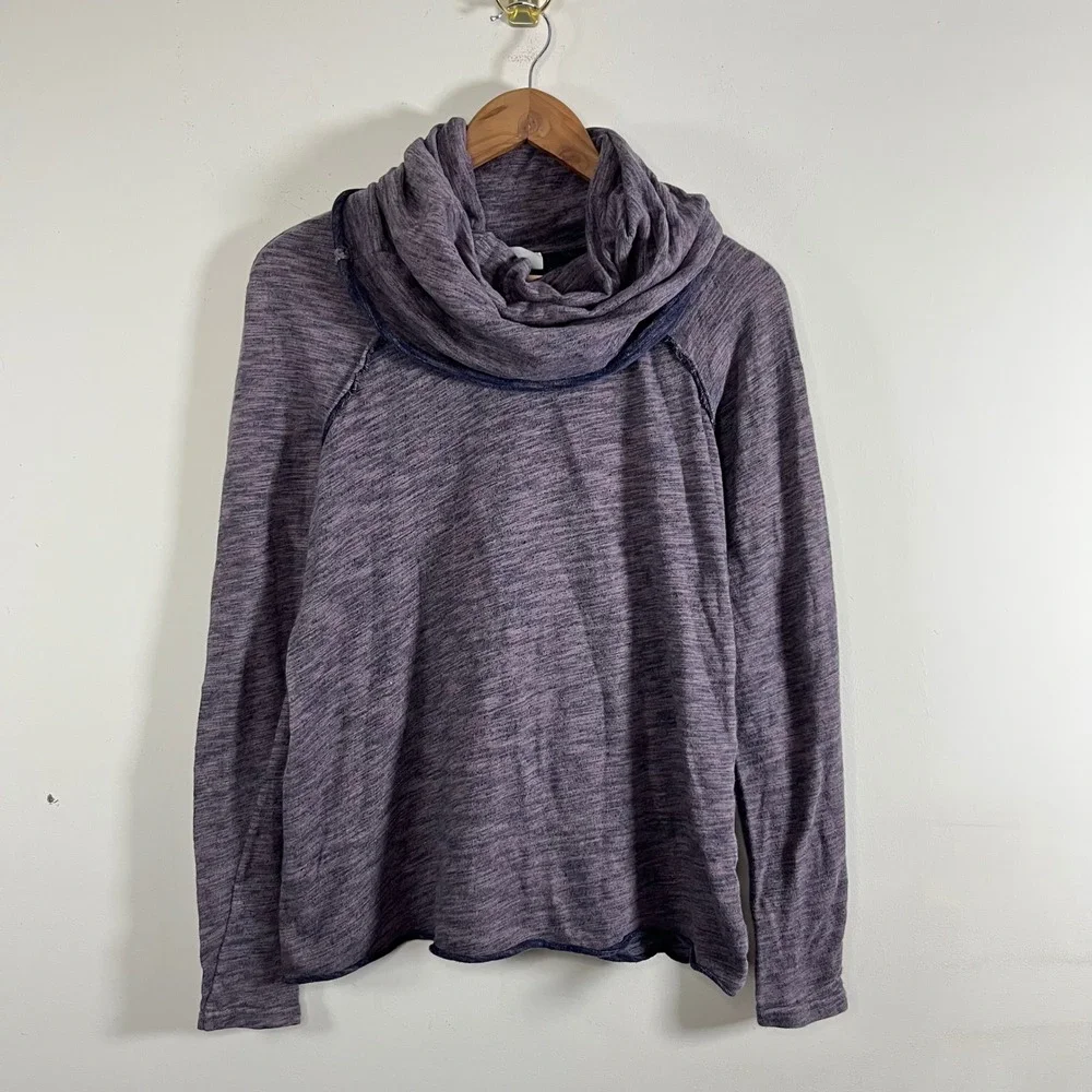Free‎ People Beach Cocoon Cowl Neck Pullover Sweater Heathered Purple Cotton Sm